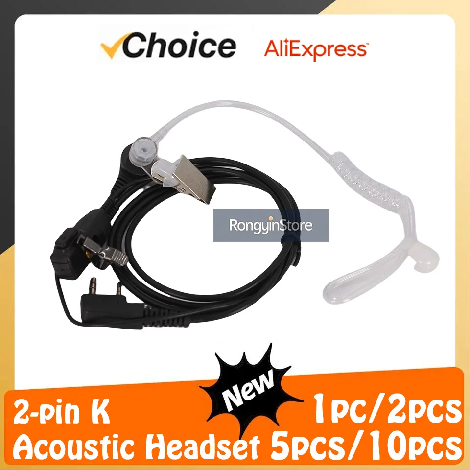 Walkie Talkie tubo de aire acústico auricular de seguridad auricular con micrófono para Kenwood Baofeng Radio gancho para la oreja encubierto transparente