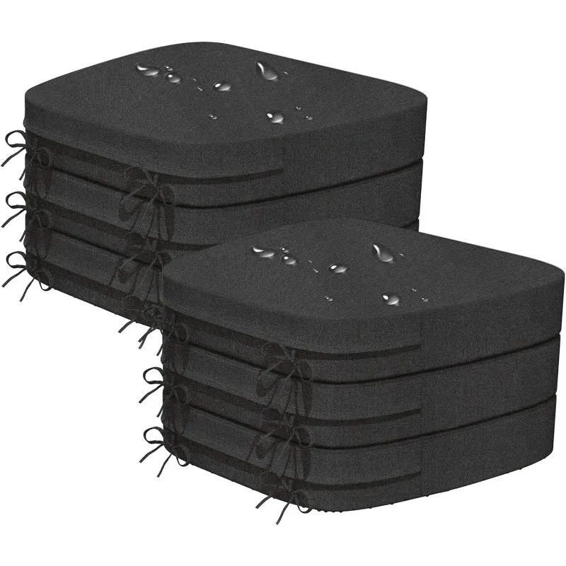 

Thick Chair Cushions for Dining Chairs, WaterProof Kitchen Chair Pads with Ties & Non-Slip Backing - Elastic Foam Soft Cushions