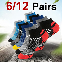 6/12 Pairs for Both Men Women Suitable Sports Low Top Socks Sweat Absorbing Breathable Thin Odor Proof Running Leisure Socks