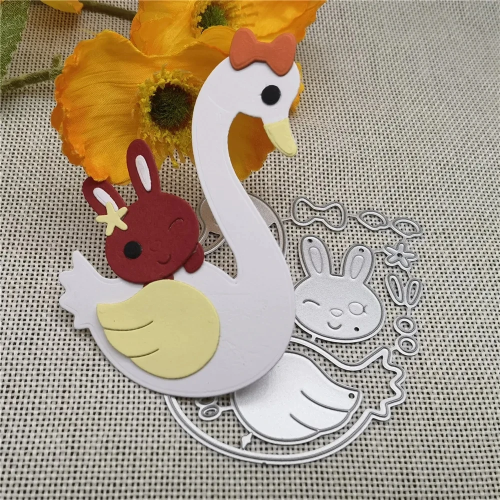 Swan rocker frame Metal cutting dies mold Round hole label tag Scrapbook paper craft knife mould blade punch stencils dies