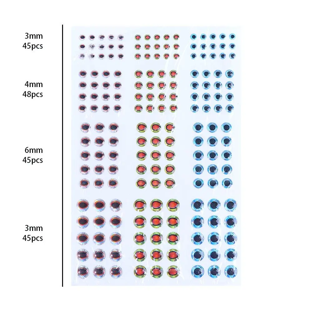 183pcs Fly Fishing Fishing Eyes Sticker DIY Eye Simulation Fishing Lure Eyes Lure Fish Eyes Artificial Fish Eyes 3D Fish Eyes