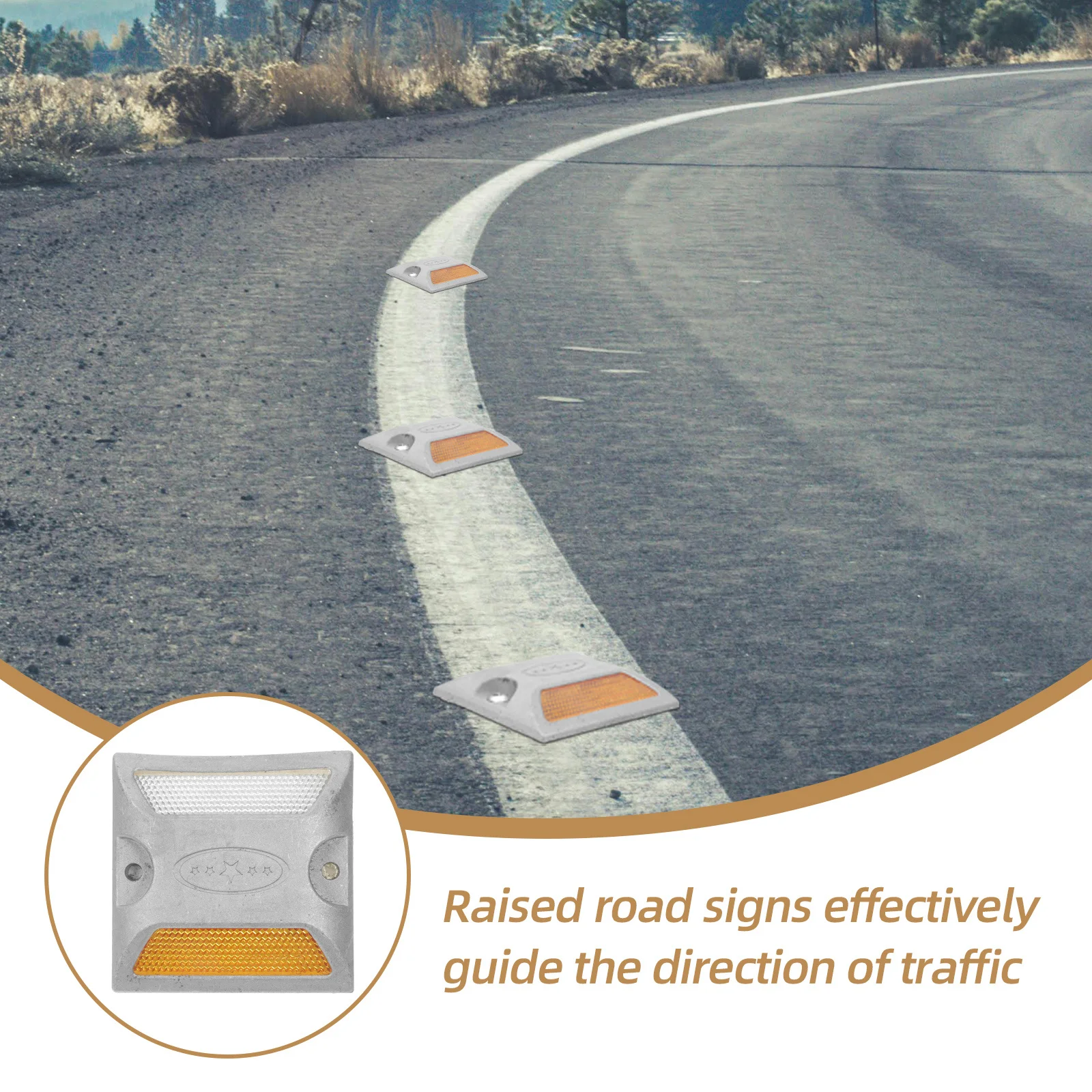 Road Marker Aluminum Stud Reflective Emergency Road Reflector Thickened Design for Highway Safety Traffic Guidance