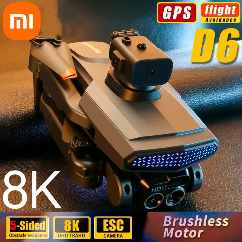 Xiaomi D6 Drone 8K Professional High-Definition Dual Camera Five-Sided Obstacle Avoidance Light Flow ESC Quadcopter Toy