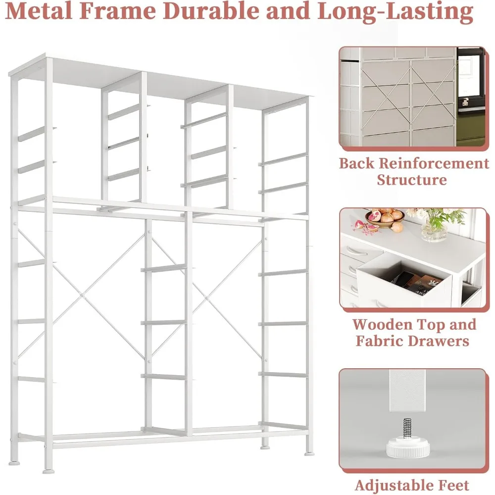 برج تخزين قماشي مكون من 18 درجًا لغرفة النوم، وخزانة تنظيم الصدر متعددة الأغراض