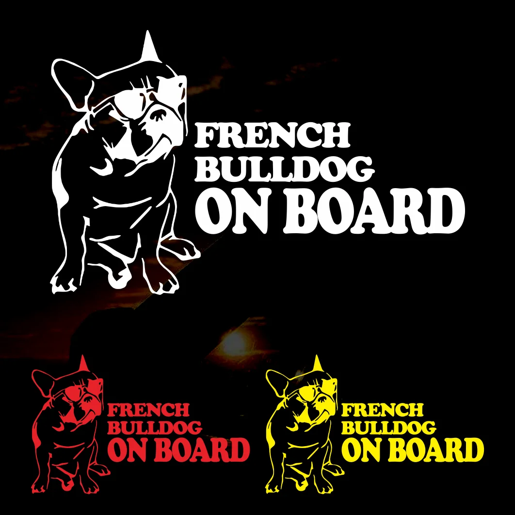 Dawasaru French Bulldog on Board Funny Car Sticker Sunscreen Decal Laptop Motorcycles Auto Decoration Accessories PVC,