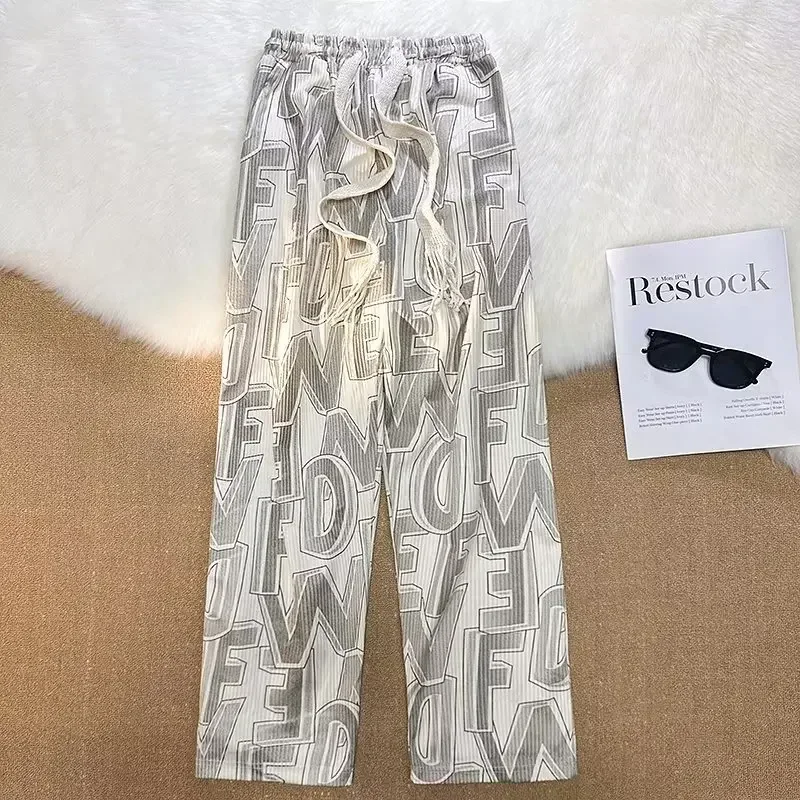 

Trendy American Vintage Hiphop High Street Sports Women's Pants Letter Printing Baggy Trousers Y2k Sweatpants Korean Style