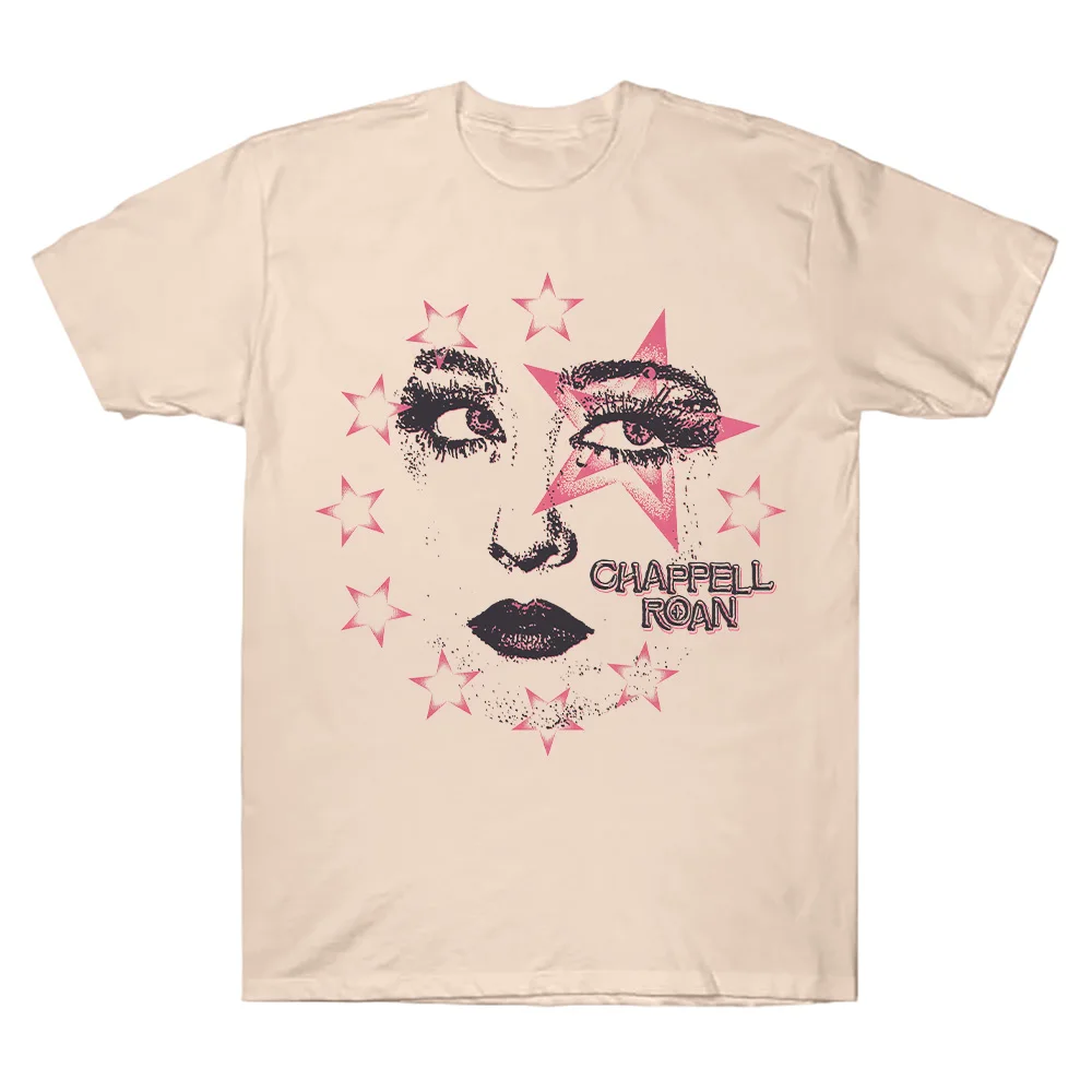 Star Face T-Shirt Chappell Roan Aesthetic Art Print Short Sleeved Clothes Summer New Unisex Cotton T Shirt Sudaderas Comfort Tee
