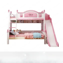 Lit superposé à deux couches pour enfants, lits superposés, lit double, toboggan, princesse, enfants, filles