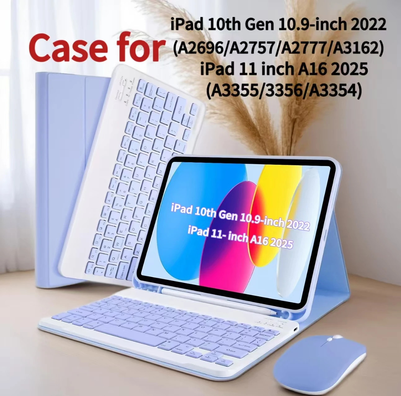 

Case for iPad A16 11 Inch 2025 A3355 A3356 A3354, for iPad 10th 10.9 Inch 2022 A2696 A2757 A2777 A3162 Removable keyboard cover