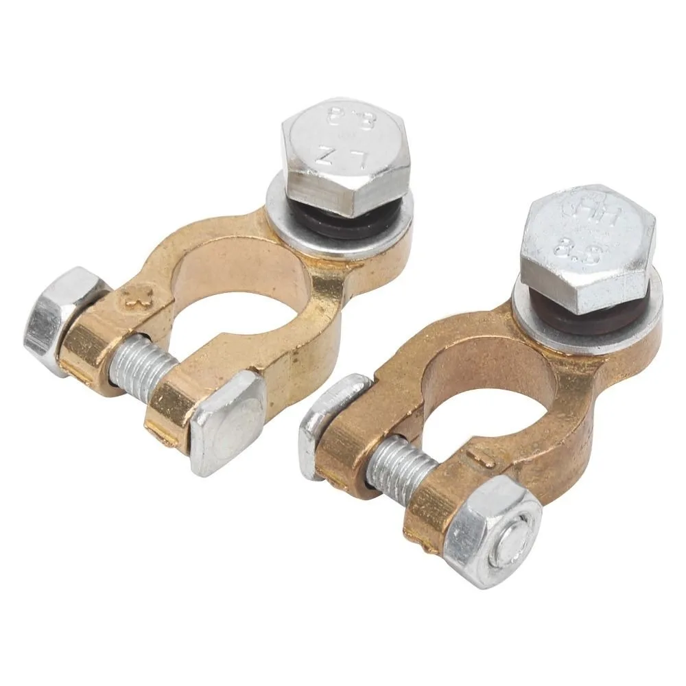2PCS Pure Copper Battery Terminal Connectors Alloy Brass Top Post Connectors Heavy Duty Secure Fit Positive Negative Terminals
