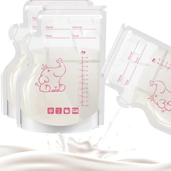 250ml 50pcs Breastmilk Storage Bag elephant printing Self Standing No Leak Milk Freezer Bags Safe Feed BPA Free