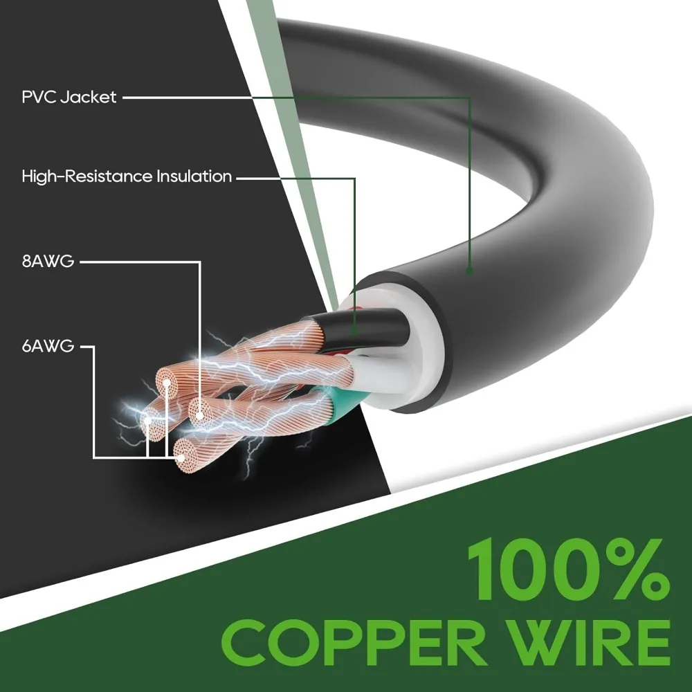 سلك طاقة RV 50 أمبير 15 قدم مع مؤشر LED، وصلة STW شديدة التحمل للمولدات، مدرج ETL #4
