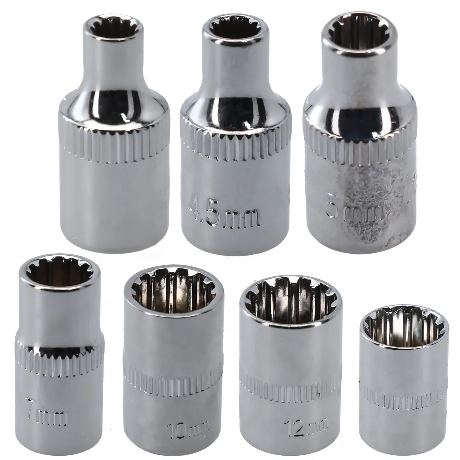 12 Point Mirror /Short Socket Head 1/4 Drive /Torx Bit Ratchet Wrench/ Adapter Tool Parts 4/4.5/5/5.5/6/7/9/10/11/12/13/14mm