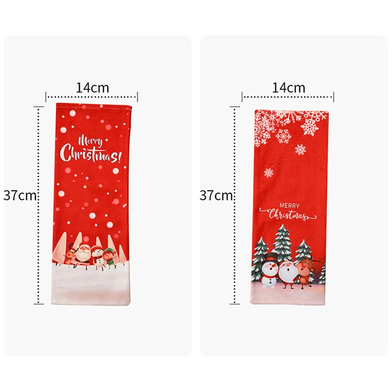 37x14cm Red Christmas Wine Bottle Cover Xmas Tree Santa SnowflakePrint Snowman Christmas Party Home Desktop Decor New Year Gifts