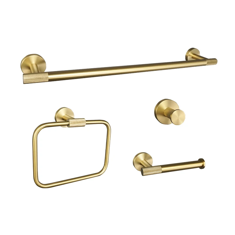 

Bathroom Accessories Towel Ring Bar Hanger Cloth Robe Hook Toilet Tissue WC Paper Holder Bathroom Hardware Kit Brushed Gold