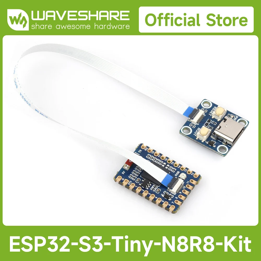 Waveshare ESP32-S3 Mini Development Board, ESP32-S3FH4R2/ESP32-S3-PICO-1-N8R8 Dual-Core, 240MHz, USB Port Adapter Board Optional