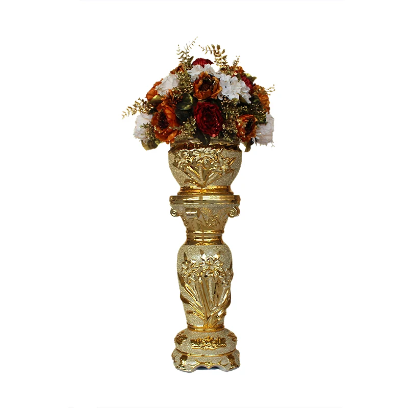 Roman column high-end floor-to-ceiling large vase simulation flower arrangement set ornaments living room European modern hotel