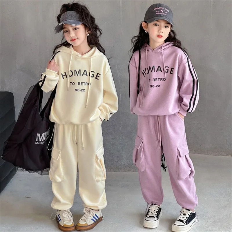 Felpe per ragazze + pantaloni tute per bambini 2 pz/set cotone 2024 Vintage primavera autunno tuta in cotone tute sportive abbigliamento per bambini