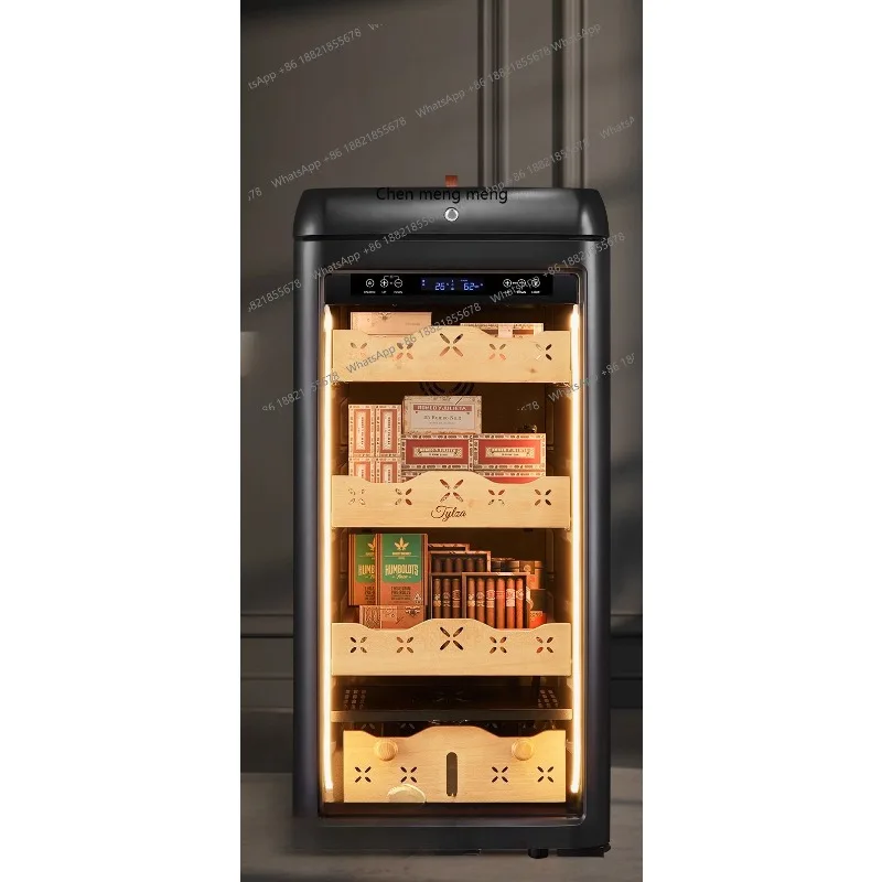 

High-end cigar cabinet Smart eggplant sleep constant temperature and humidity, ammonia-removing cedar wood fingerprint lock