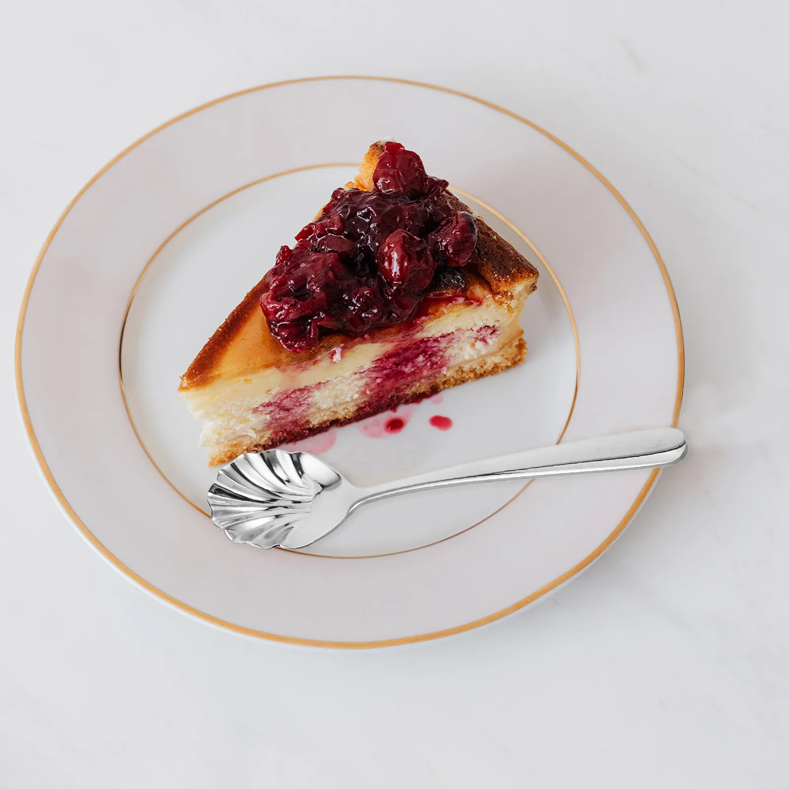 

6Pcs Shell Shape Dessert Spoons Stainless Steel Scalloped Design for Ice Cream Coffee Pudding Oatmeal Yogurt Party Catering