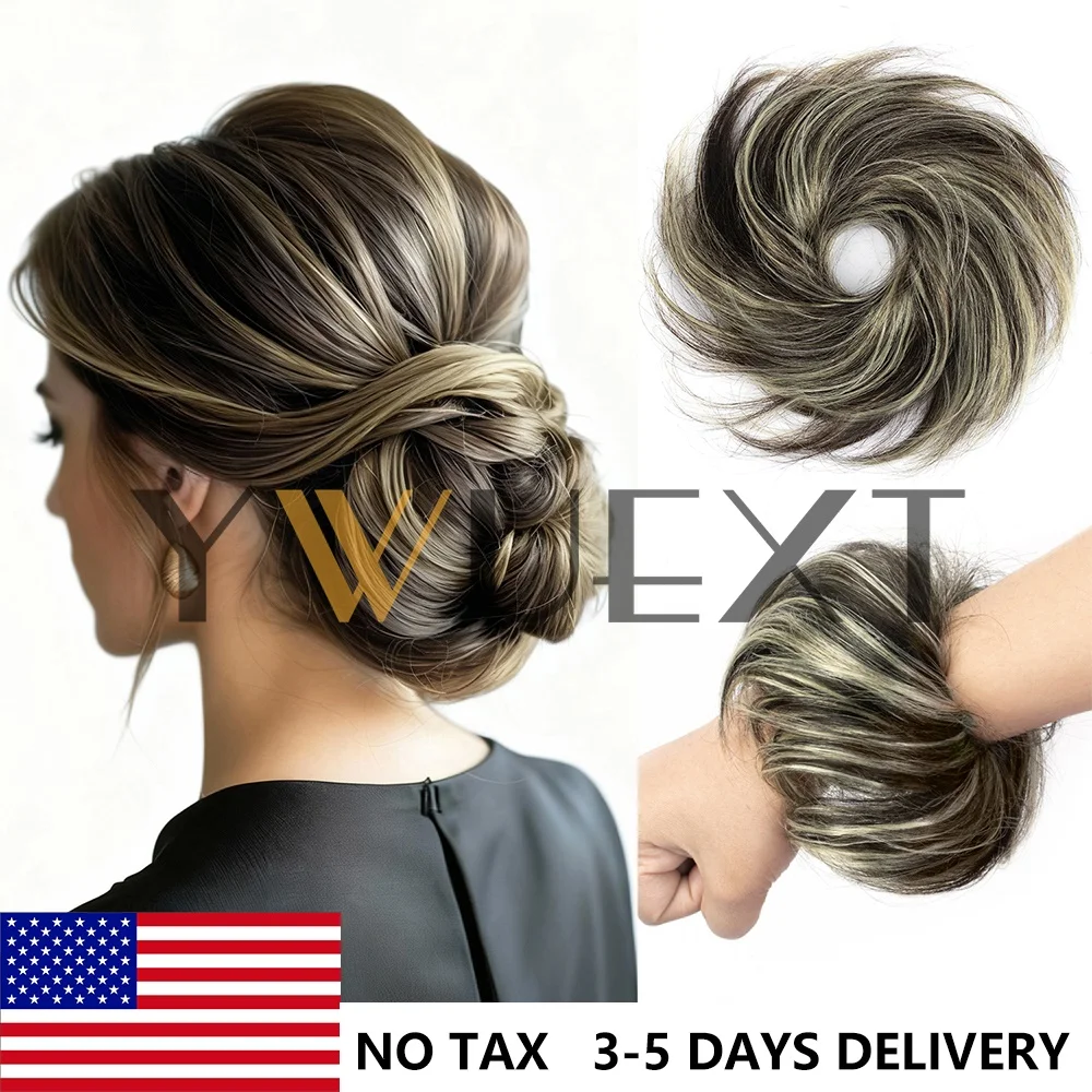 

Накладка-пучок из натуральных бразильских волос для женщин, для причесок-хвостиков, на резинке, для укладок-пони, донат-шифон, натуральные волосы для наращивания