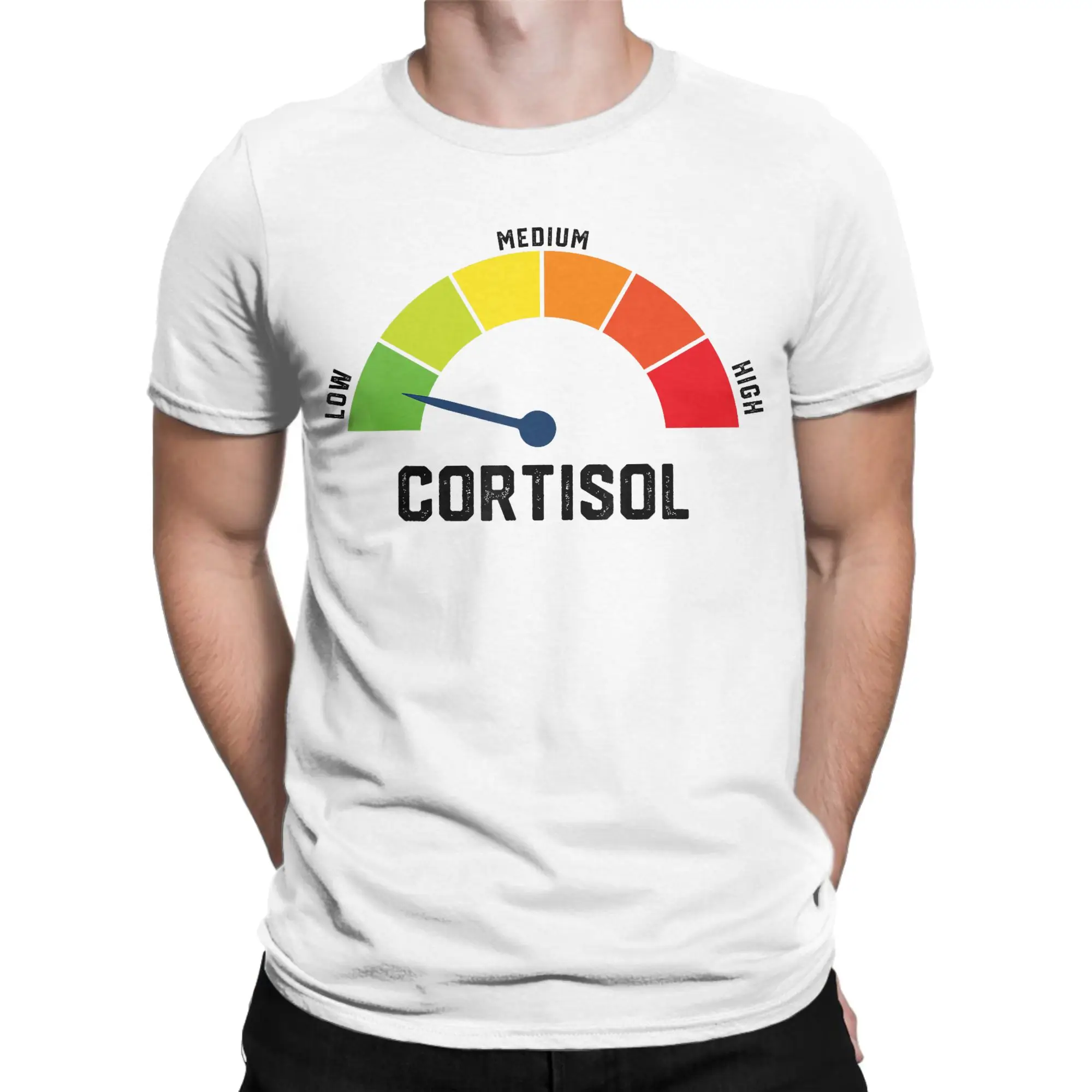 Low Cortisol Levels v Meme T Shirts Men's  100% Cotton Leisure T-Shirt Crewneck  Tee Shirt Short Sleeve Clothing Big Size