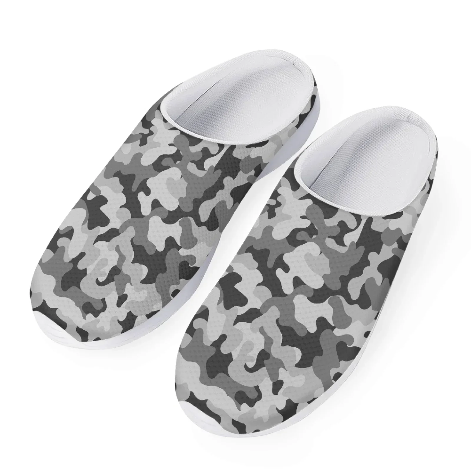 Breathable Mesh Slippers Unisex Green Camouflage Garden Clogs Comfort Chef Shoe Non-Slip Rubber Sole Fit Casual Everyday Wear