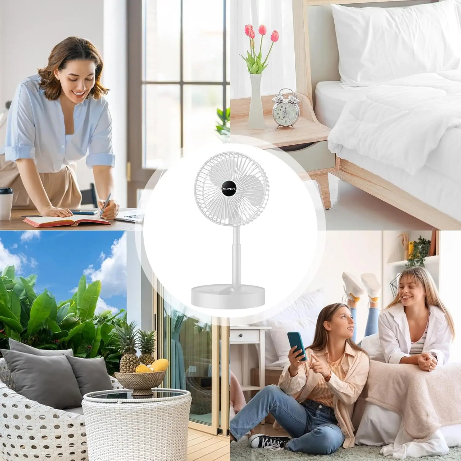 휴대용 팬 충전식 여행 친화적인 접이식 팬 야외용 경량 휴대용 공기 냉각기 USB 충전 디자인