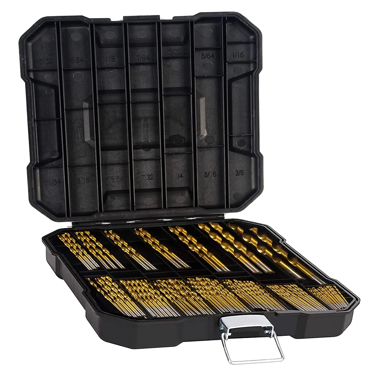A44I-Titanium Metal Drill Bit Set For Steel, Wood, Plastic, Copper, Aluminum With Storage Case, 1/16Inch-3/8Inch, 99 Pcs