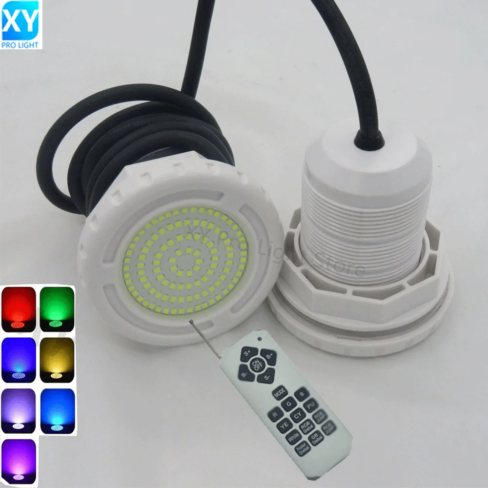 LED Underwater Swimming Pool Light RGB Color Changing AC/DC12V 15W IP68 Waterproof Lamp With Remote Controller For Wedding Party