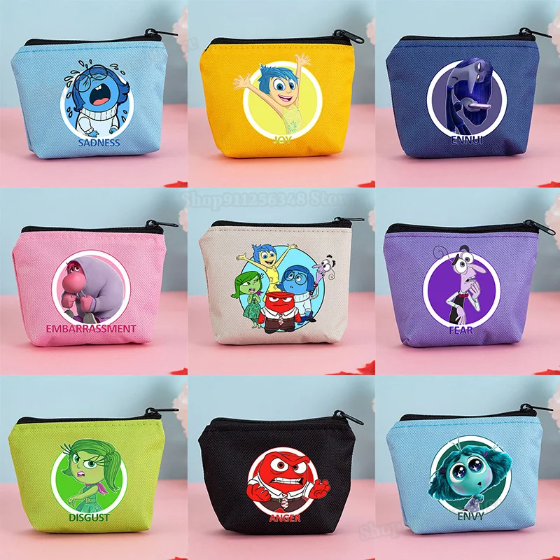 Inside Outs 2 Coin Purse Disney Kawaii Bag Kids Mini Wallet Joy Sadness Anger Zipper Clutch Card Holder Girls Make Up Handbags