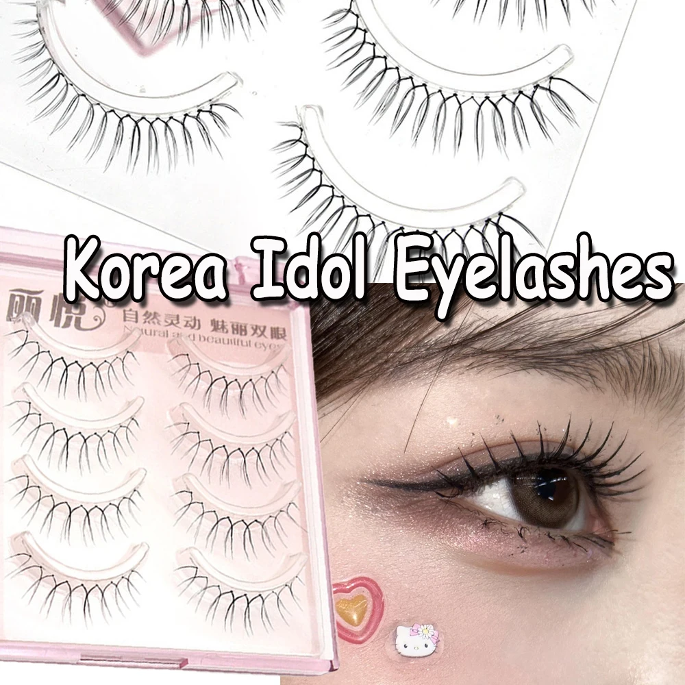 4 Pairs One-piece Fairy False Eyelashes,U Type Girl Idol Eyelashes Upgraded,Transparent Stem Eye Lashes Extension Makeup Tools