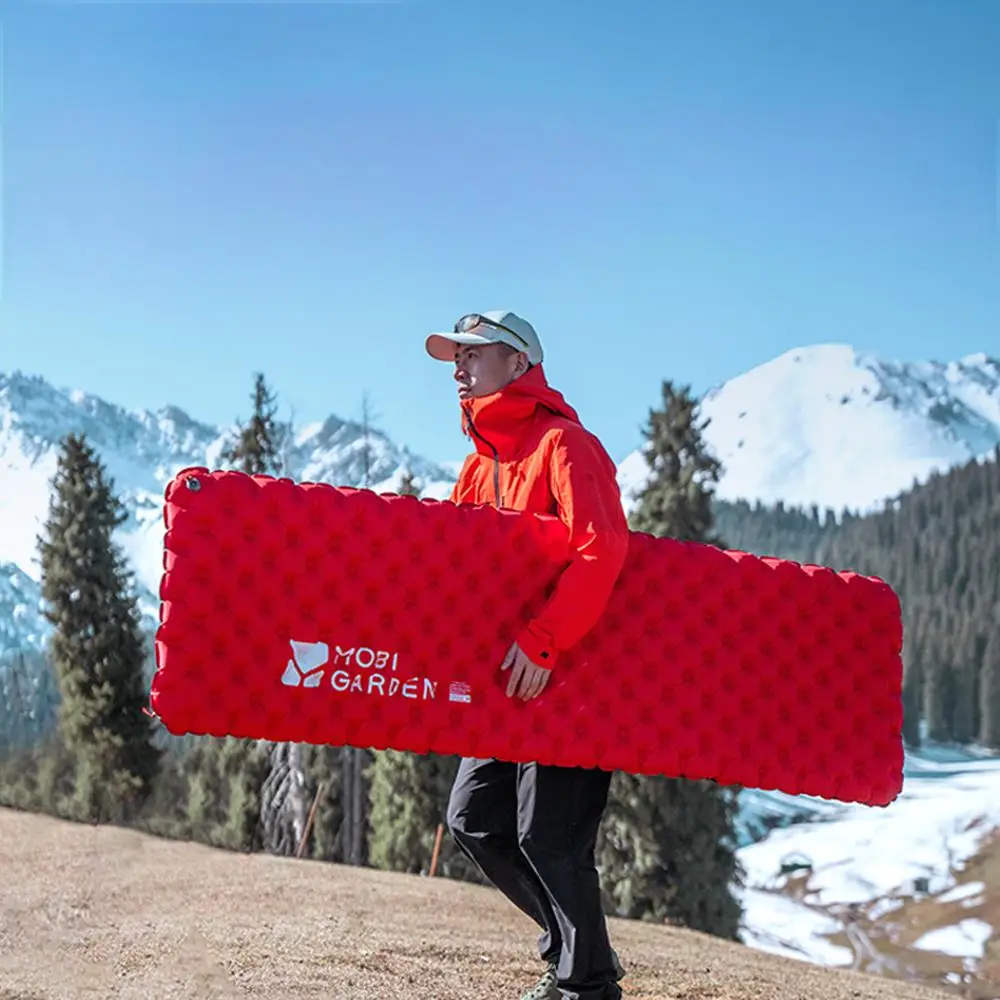 

Mobi Garden High R-Value Camping Single Mattress Thickened Moisture-proof Air Cushion Inflate Edge Snow Plume Snowflake Design