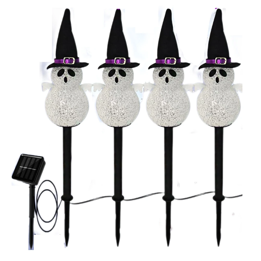 

Walkway Lights For Outside, 1 In 4 Ghost Garden Stake Lights-Waterproof LED For Halloween Decor(Patio, Yard) Cool White