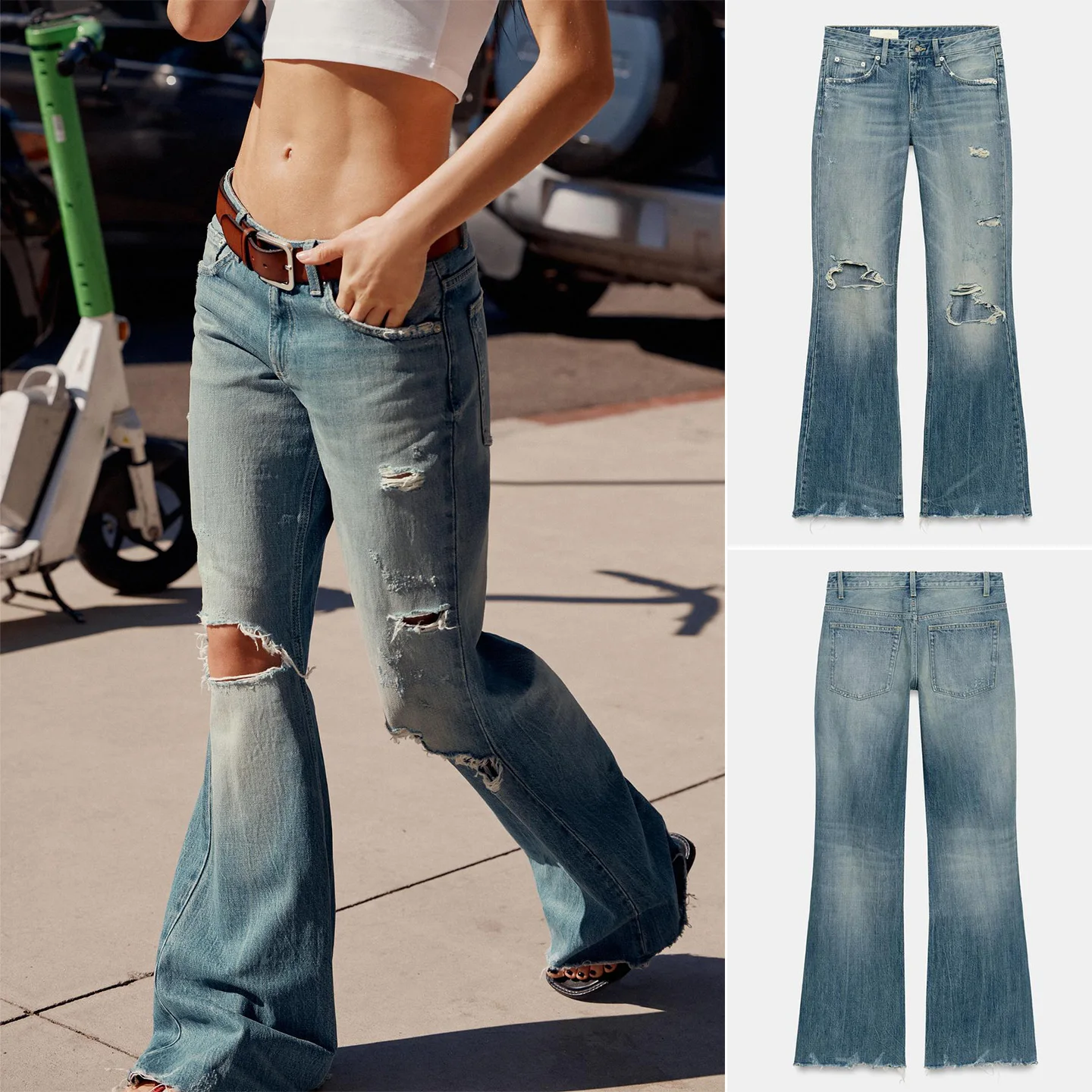 

Весна 2026: Новые женские джинсы-клеш с пятью карманами, декоративные, повседневные, из денима, стандартный крой, естественная талия, полиэстер...