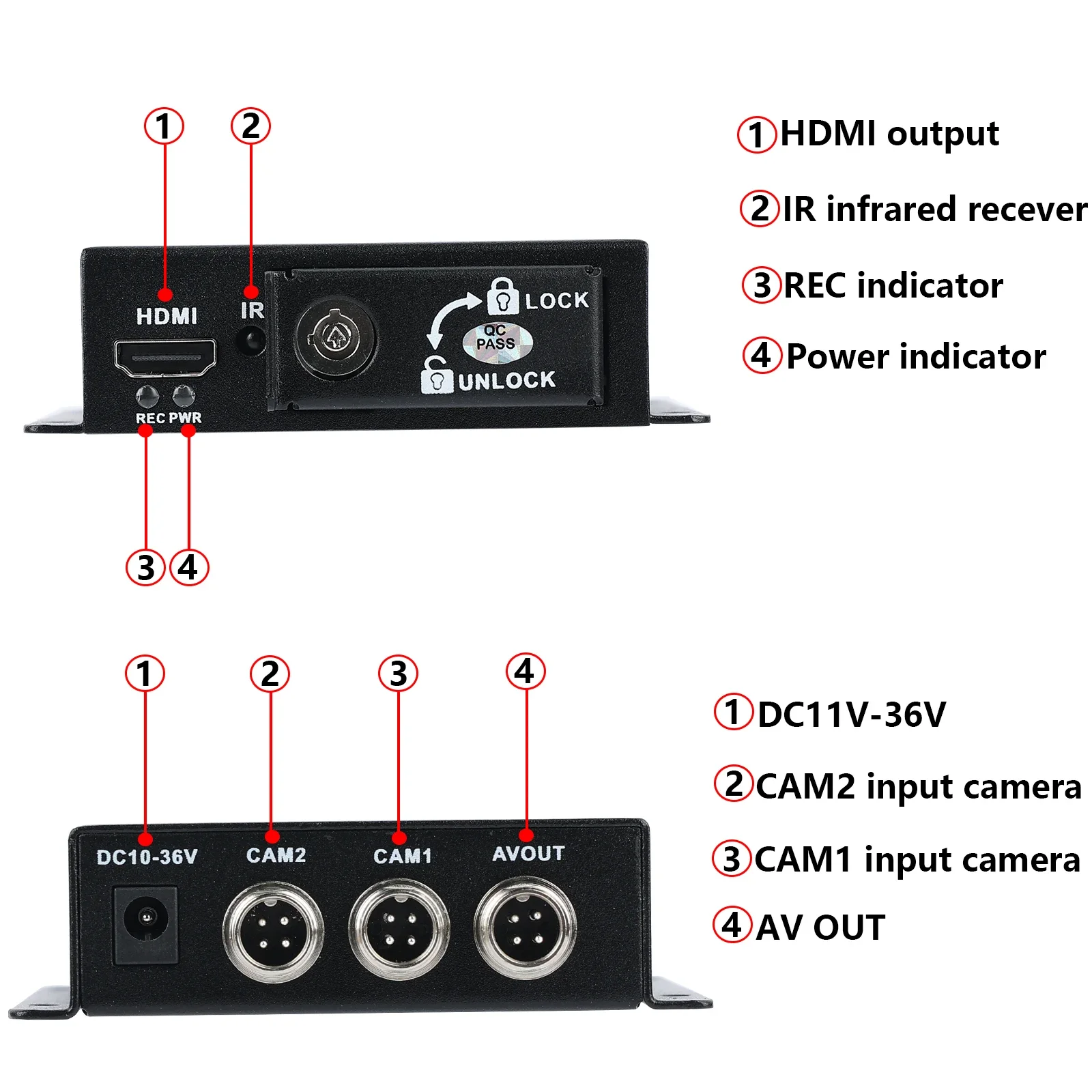 เครื่องบันทึกวิดีโอแบบเคลื่อนที่ได้2ช่องสัญญาณ cvbs/ahd/tvi บันทึกวิดีโอรักษาความปลอดภัย8.0MP เครื่องบันทึกวิดีโอมือถือสำหรับกล้อง AHD 10ชิ้น/ล็อต