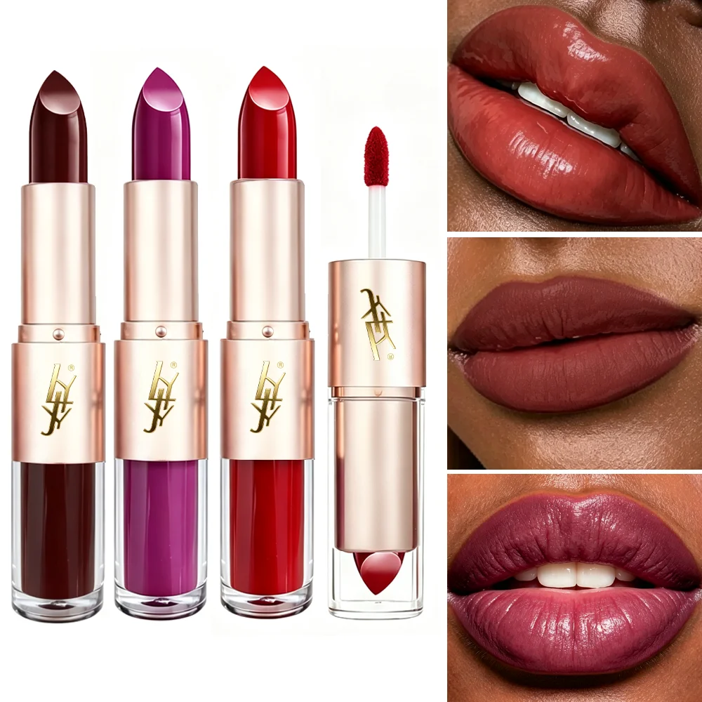 2 IN 1 Dual-End Lipstick & Liquid Lip Gloss, High Shine Glossy Lip Color, Long Lasting Waterproof Bold Lip Makeup Halloween