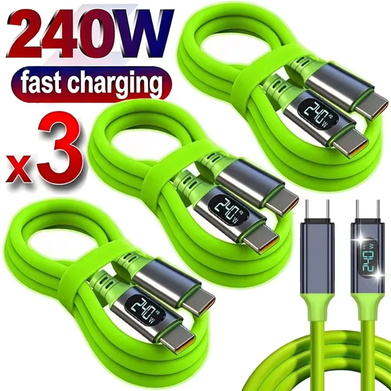 

Кабель Type-C для iPhone 17/16/15, 3/2/1 шт., с быстрой зарядкой PD 240 Вт, цифровым дисплеем и высокоскоростной передачей данных