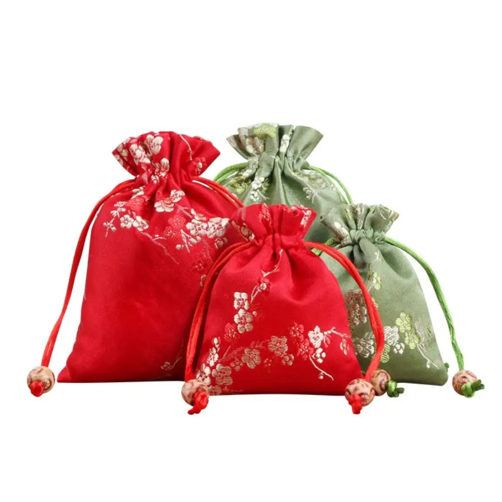 Borsa portaoggetti in raso liscio borsa da donna con coulisse a fiori borsa per caramelle ricamata borsa regalo con coulisse per bambini