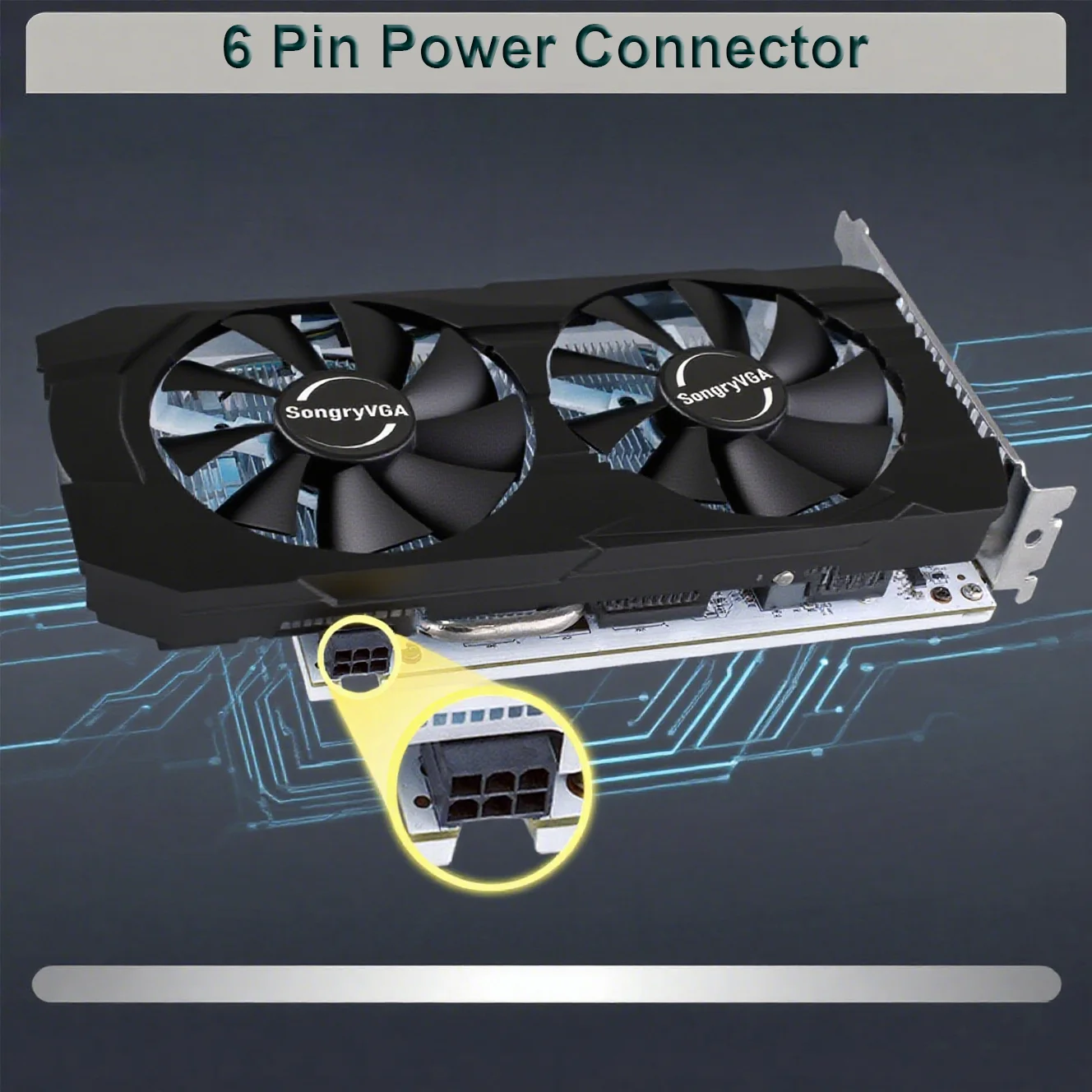 بطاقة رسومات SongryVGA GTX 1060 3/6GB GDDR5، 192 بت 6Pin PCI Express 3.0،4K/8K Ultra HD، تبريد مروحة مزدوجة، ألعاب HDMI 2.0+2x DP