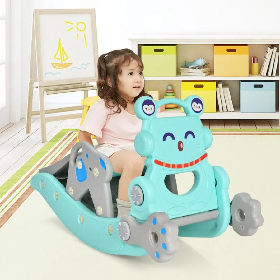 Conjunto de cavalo de balanço e slide 4 em 1 para