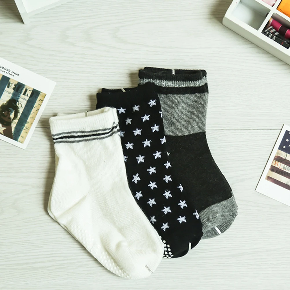 

12 Pairs Kids Socks Pure Cotton Non Slip Toddler Baby Boy Stripe Sweat Absorption Deodorization Breathability Elastic Fit All