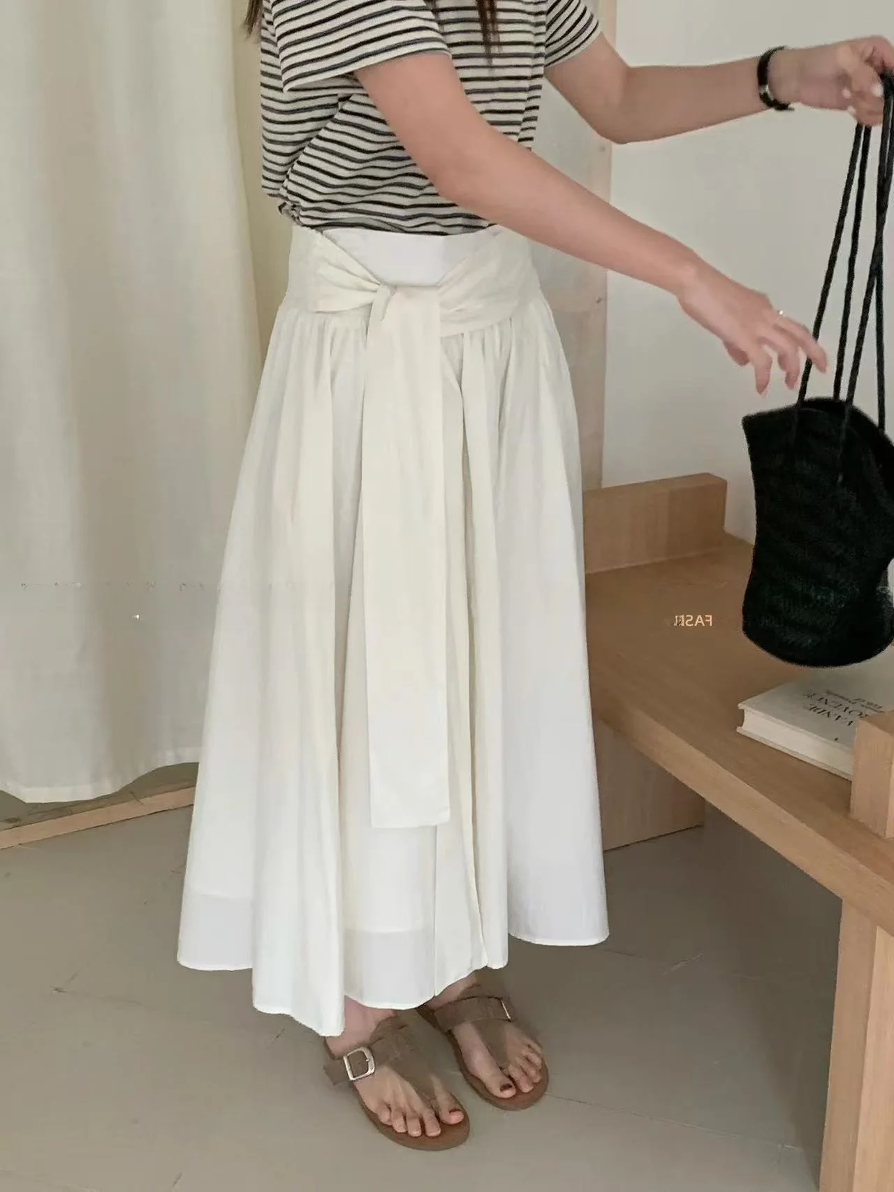 Korean Fashion High Waist A-Line  Skirt Women's Summer New Style Versatile Slimming Skirt Casual Straight Cut Skirt