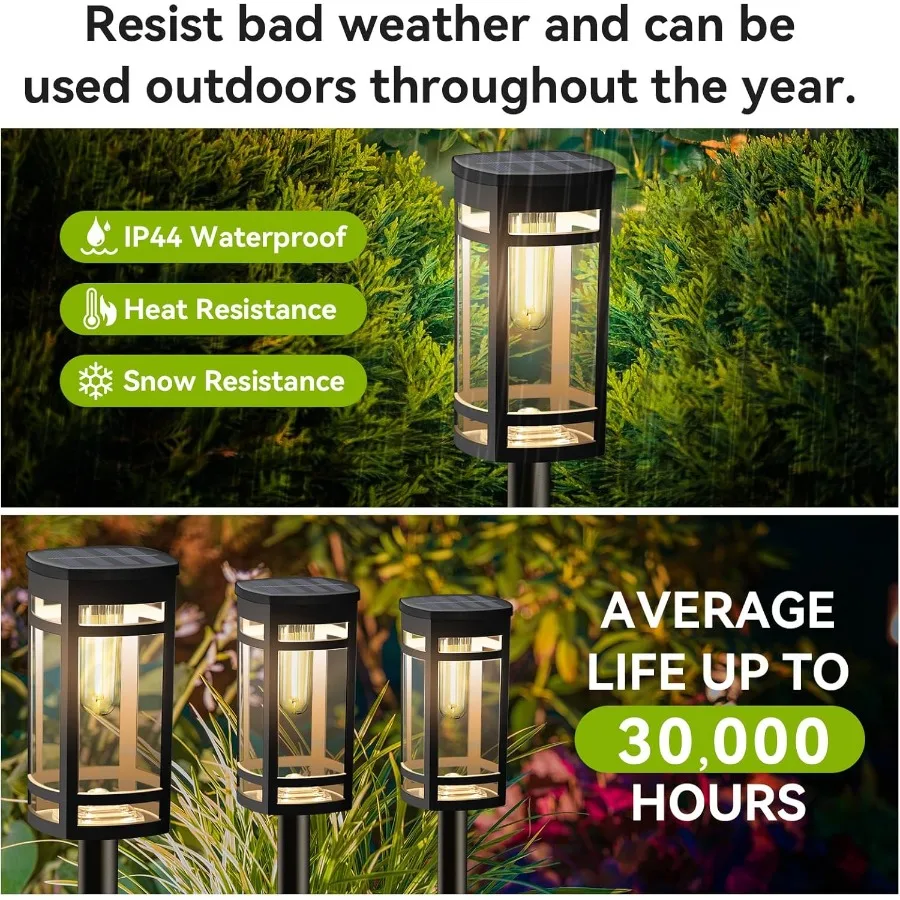 12 حزمة من مصابيح الطاقة الشمسية الخارجية المقاومة للماء لممر الحديقة والممر وساحة الحديقة وإضاءة المناظر الطبيعية المزخرفة مع دافئة