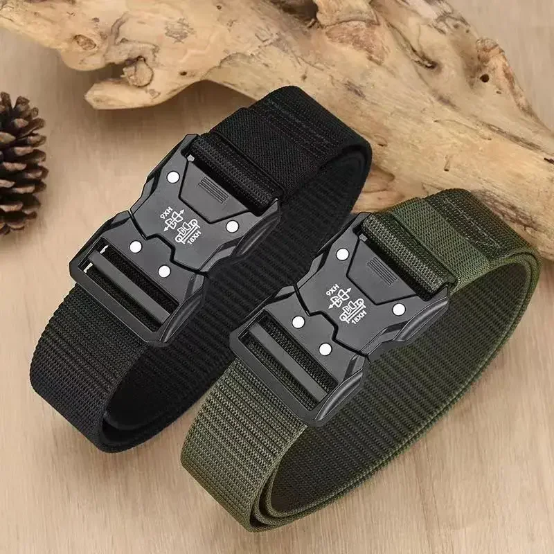 Men's Quick Release Buckle Belt Army Outdoor Hunting Multi Function Tactical Belt Combat Survival Marine Corps Canvas Nylon Belt