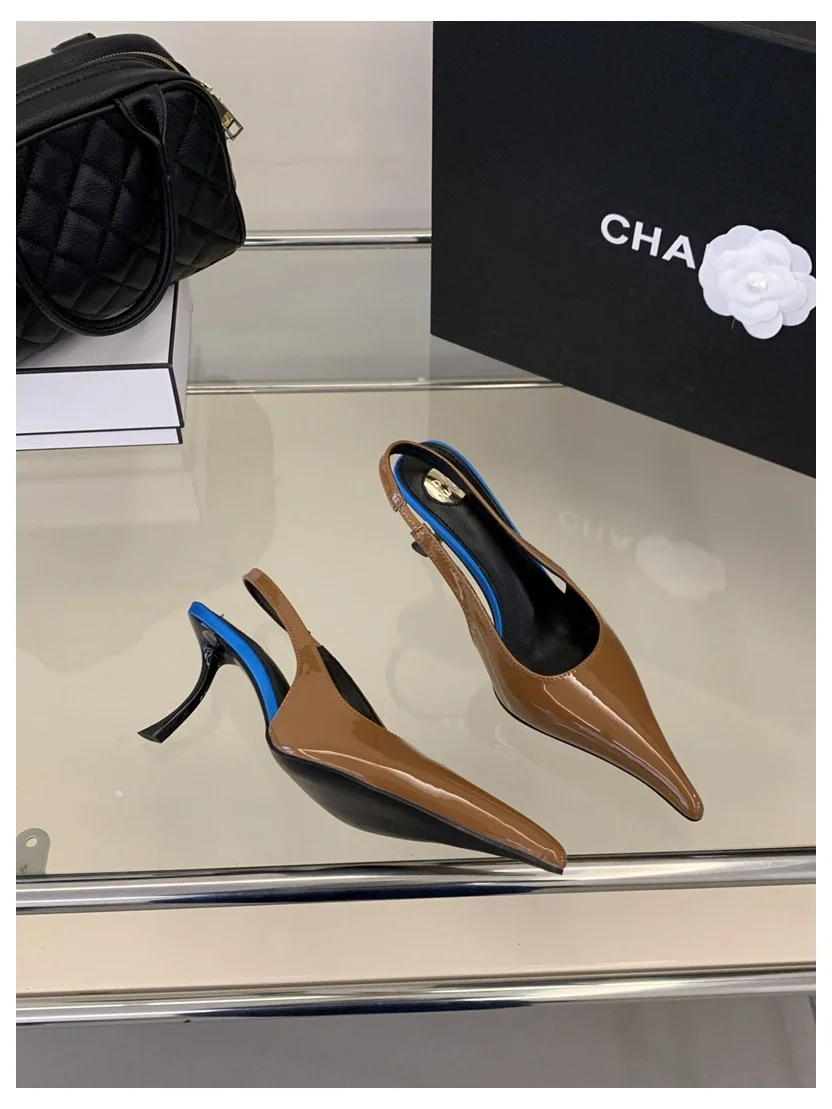 2026 SPring New Brand Pointed Toe Slingback Sandal Thin Heel Pumps Shallow Slip On Ladies Elegant Sandal Fashion Pumps For Party