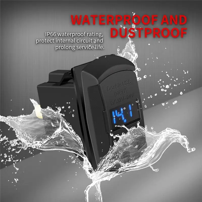 Limited Time Offer USB Marine For Rocker Switch 12V Dual Ports 4.2A Waterproof Outlet Socket Digital Voltmeter For Rocke