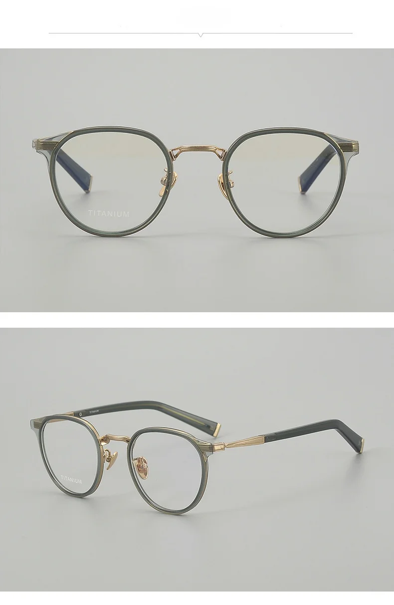 Belight Optical Pear Shape Japan Design Men Women Acetate Titanium With Temple Eyeglasses Frame BKT10