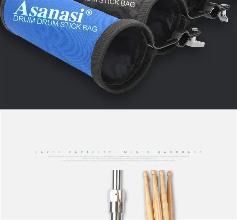 1-teiliger Drumsticks-Halter, Aufbewahrungskoffer, Oxford-Drumstick-Tasche mit Stahl-Stützständer, Teile und Zubehör für Percussion-Instrumente – Detail 3