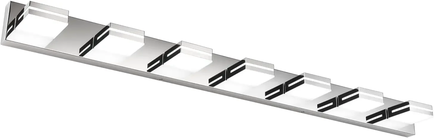 LED Modern Bathroom Vanity Light Fixtures, Modern Acrylic Bathroom Wall Lighting Fixtures Over Mirror, 7-Light, 55-Inch, Chrome,